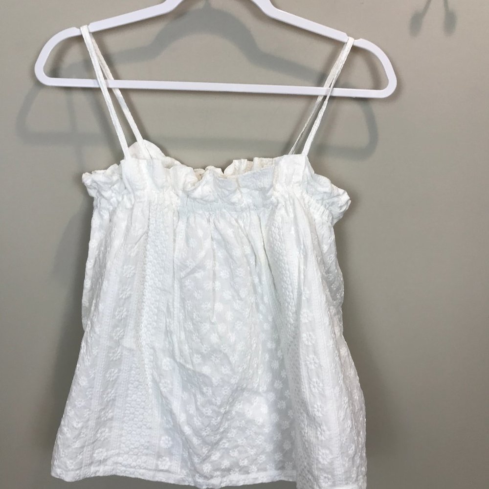 White Women's Eyelet Crop Top - Spaghetti Strap